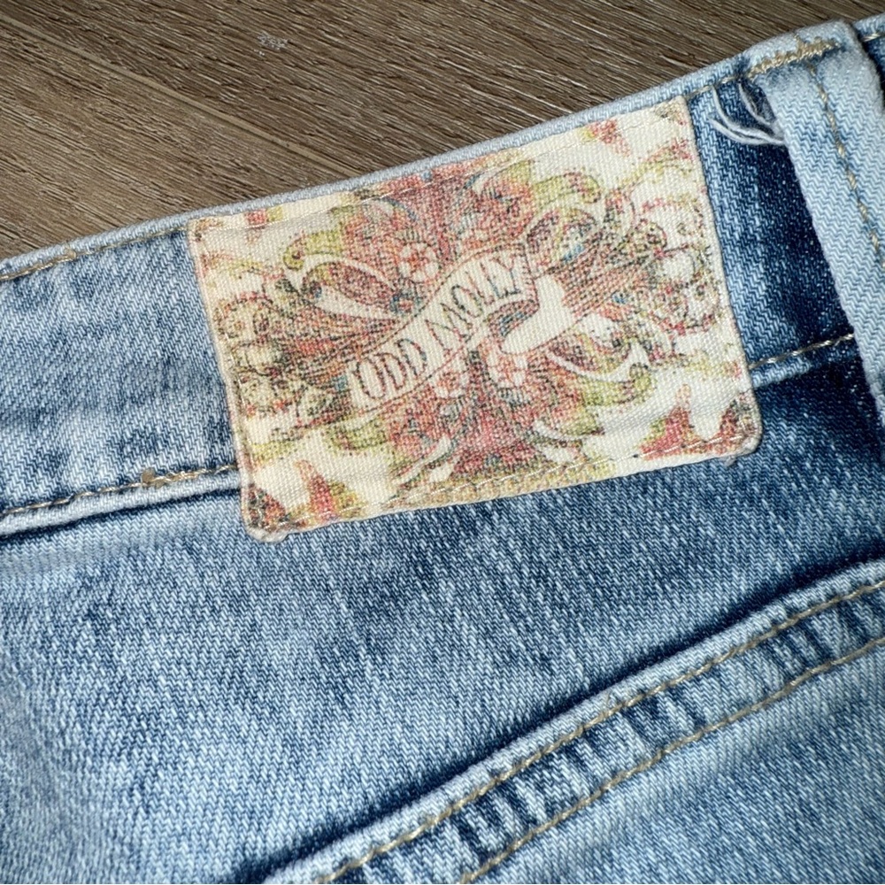 Odd Molly Groupie Cropped Jeans Painted & Embroidered Details Ankle Zip (31) - Picture 4 of 8